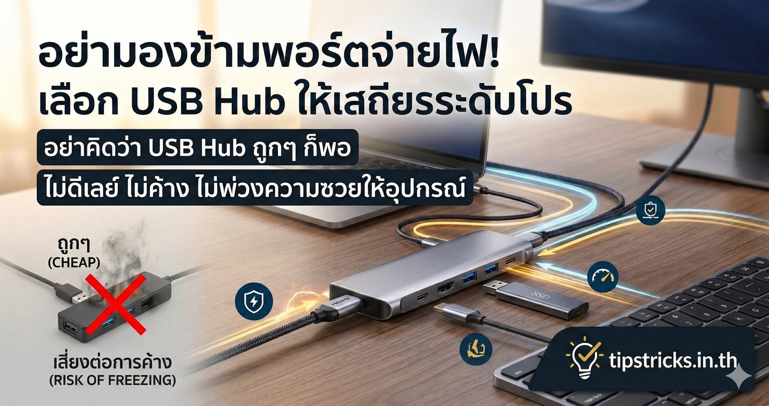 อย่ามองข้ามพอร์ตจ่ายไฟ! อย่าคิดว่า USB Hub ถูกๆ ก็พอ วิธีเลือก USB Hub ให้เสถียรระดับโปร ไม่ดีเลย์ ไม่ค้าง ไม่พ่วงความซวยให้อุปกรณ์