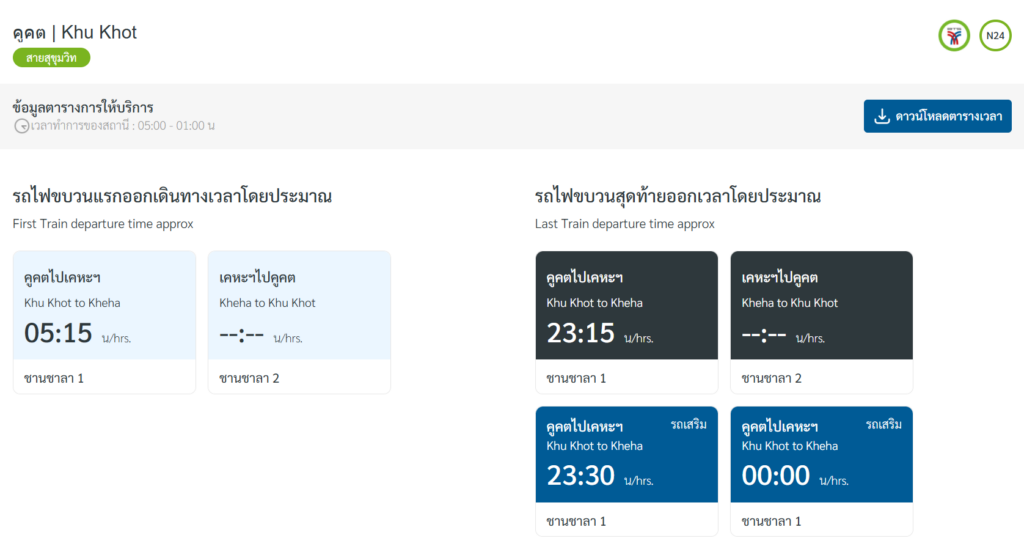 ตารางเดินรถ BTS เที่ยวสุดท้าย 2026