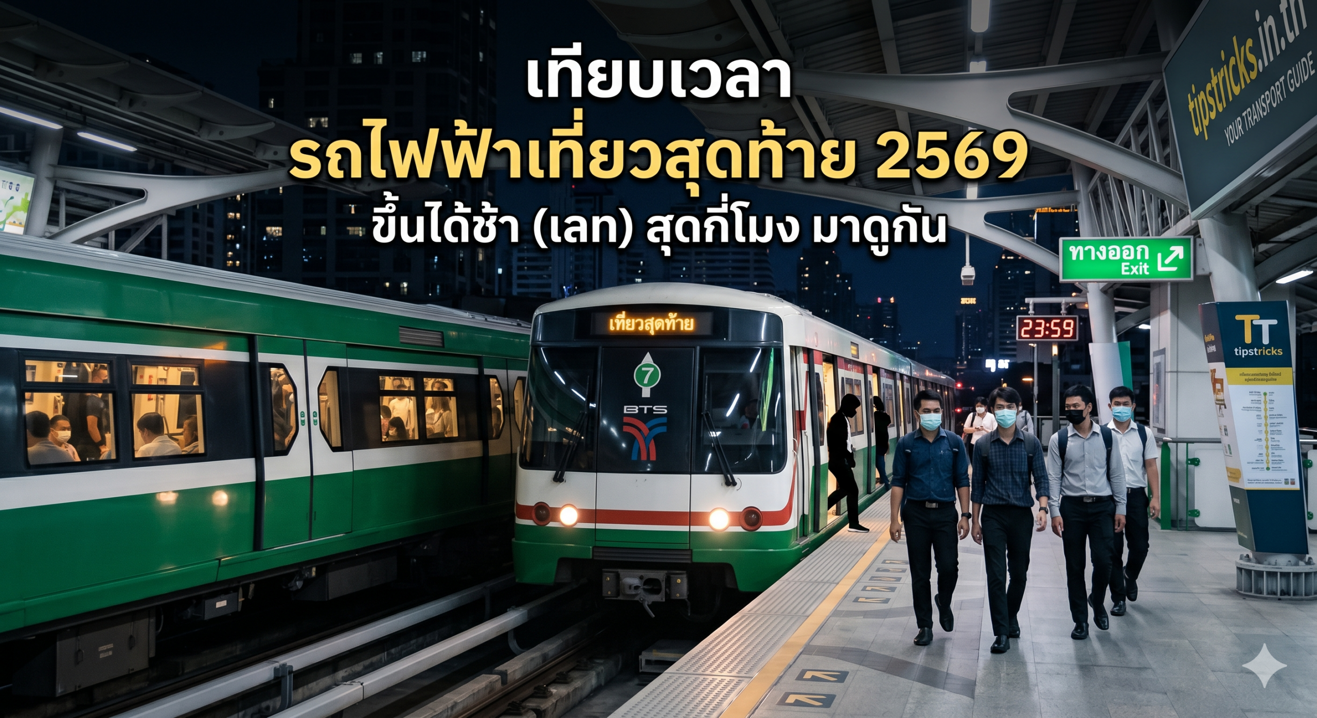 ตารางเวลาเปรียบเทียบรถไฟฟ้าเที่ยวสุดท้าย 2569 ทุกสาย - tipstricks.in.th